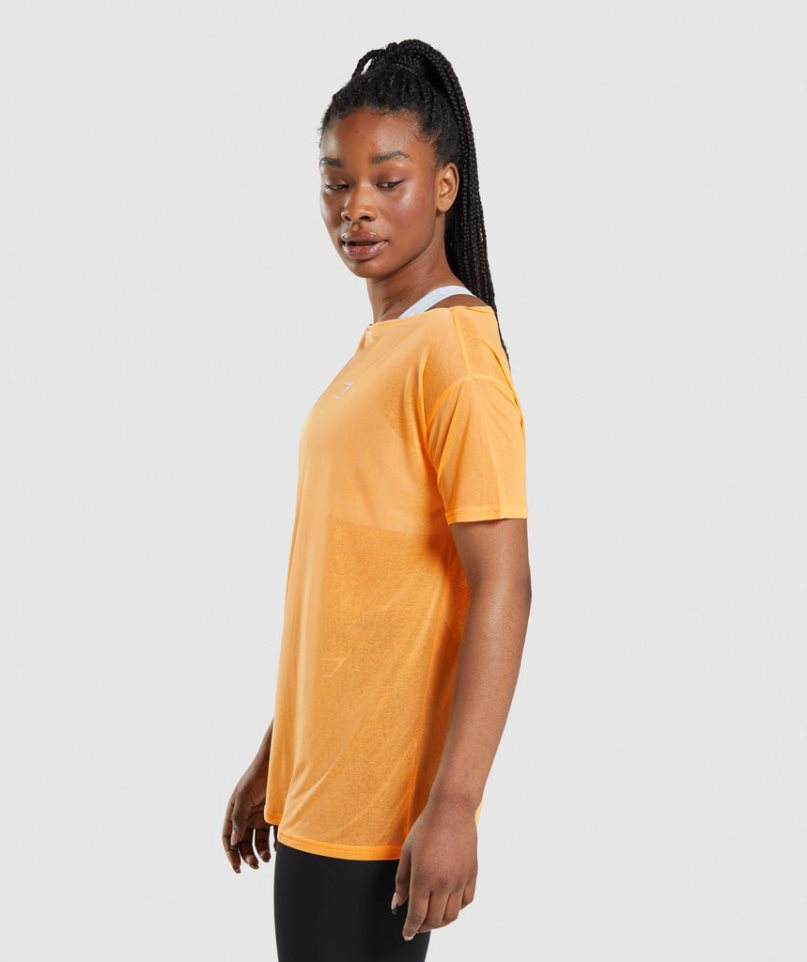 Women's Gymshark Training Oversized Top T-Shirts Orange | CA 80713N